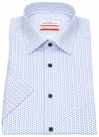 Marvelis Kurzarmhemd - Modern Fit - Kontrastknöpfe - blau / weiß