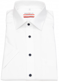 Marvelis Kurzarmhemd - Modern Fit - Kontrastknöpfe - Struktur - weiß