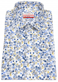Marvelis Kurzarmhemd - Modern Fit - Print - blau / gelb / weiß