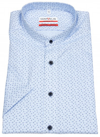 Marvelis Kurzarmhemd - Modern Fit - Stehkragen - Kontrastknöpfe - hellblau