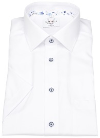 Marvelis Kurzarmhemd - Modern Fit - Struktur - Kontrastknöpfe - weiß
