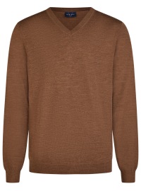 Marvelis Pullover - Merinowolle - V-Ausschnitt - braun - ohne OVP