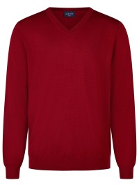 Marvelis Pullover - Merinowolle - V-Ausschnitt - rot