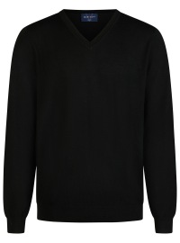 Marvelis Pullover - Merinowolle - V-Ausschnitt - schwarz