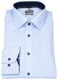 OLYMP Shirt - Comfort Fit - Structure - Contrast Buttons - Light Blue