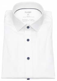 OLYMP Hemd - Level 5 - 24 / Seven Shirt - Kontrastknöpfe - weiß