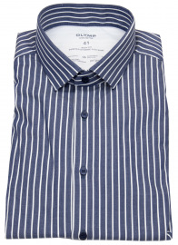 OLYMP Hemd - Level 5  - 24 / Seven Shirt - Streifen - dunkelblau / weiß
