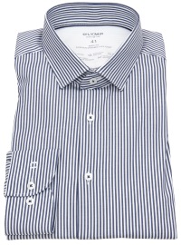 OLYMP Hemd - Level 5 Body Fit - 24/7 Climate Control Shirt - Streifen - dunkelblau / weiß