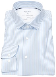 OLYMP Hemd - Level 5 Body Fit - 24/7 Climate Control Shirt - Streifen - hellblau / weiß