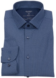 OLYMP Shirt - Level 5 Body Fit - 24/7 Dynamic Flex - Dark Blue / Light Blue / White - w/o OP
