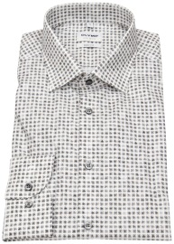 OLYMP Shirt - Level 5 Body Fit - Print - Light Brown / Grey - w/o OP