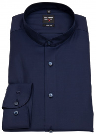 OLYMP Shirt - Level 5 - Banded Collar - Twill - Opaque - Blue