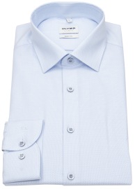OLYMP Hemd - Level Five Body Fit - Faux Uni Struktur - hellblau