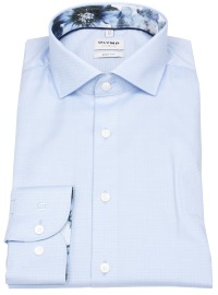OLYMP Shirt - Level Five Body Fit - Faux Uni Structure - Light Blue