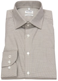 OLYMP Shirt - Level Five Body Fit - Kent Collar - Light Brown / Dark Blue - w/o OP