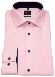 OLYMP Hemd - Luxor Modern Fit - Faux Uni - rosé / weiß