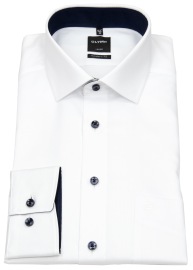 OLYMP Shirt - Luxor Modern Fit - Faux Uni Structure - White - w/o OP