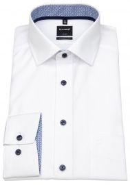 OLYMP Shirt - Luxor Modern Fit - Patch - Contrast Buttons - White