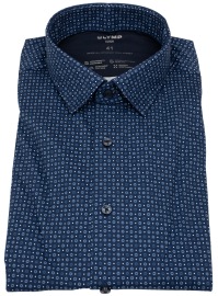 OLYMP Hemd - Modern Fit - 24/7 Flex Jersey - Print - dunkelblau / hellblau