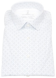 OLYMP Shirt - Modern Fit - 24/7 Flex Jersey - Print - White / Blue