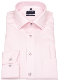 OLYMP Hemd - Modern Fit - Faux Uni Struktur - rosé