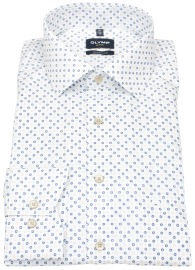 OLYMP Hemd - Modern Fit - Global Kent - Print - weiß / dunkelblau / braun