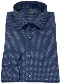 OLYMP Hemd - Modern Fit - Kent - Print - dunkelblau / hellblau - extra langer 69cm Arm