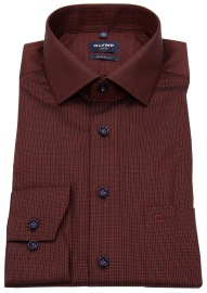 OLYMP Hemd - Modern Fit - Kontrastknöpfe- Struktur - rot - extra langer 69cm Arm