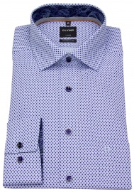 OLYMP Hemd - Modern Fit - Patch - Print - hellblau / lila - extra langer 69cm Arm - ohne OVP