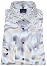 OLYMP Hemd - Modern Fit - Print - Kontrastknöpfe - blau / hellblau / hellbraun