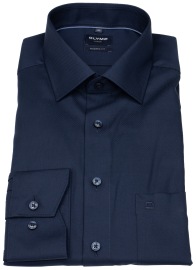 OLYMP Shirt - Modern Fit - Structure - Contrast Buttons - Dark Blue