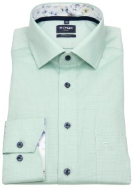 OLYMP Hemd - Modern Fit - Struktur - Kontrastknöpfe - grün - extra langer 69cm Arm
