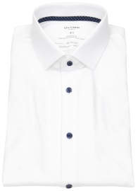 OLYMP Hemd - No. 6 Super Slim - 24/7 Dynamic Flex Shirt - Kontrastknöpfe - weiß