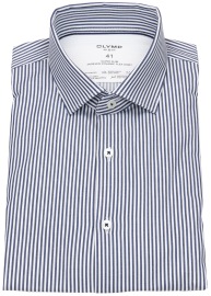 OLYMP Hemd - No. 6 Super Slim - 24/7 Dynamic Flex Shirt - Streifen - blau