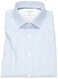 OLYMP Hemd - No. 6 Super Slim - 24/7 Dynamic Flex Shirt - Streifen - hellblau