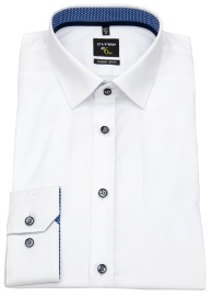 OLYMP Shirt - No. Six Super Slim - Contrast Buttons - White - Extra Long Sleeve 69cm