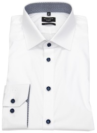 OLYMP Shirt - No. Six Super Slim - Contrast Buttons - White - Extra Long Sleeve 69cm - w/o OP