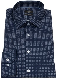 OLYMP Hemd - No. Six Super Slim - Print- dunkelblau / hellblau