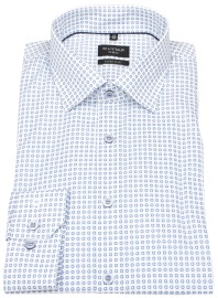 OLYMP Hemd - No. Six Super Slim - Print- weiß / blau