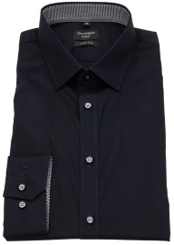 OLYMP Hemd - No. Six Super Slim - Urban Kent Kragen - Patch - schwarz