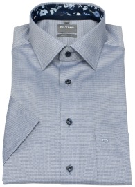 OLYMP Kurzarmhemd - Comfort Fit - Faux Uni Struktur - dunkelblau
