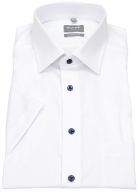 OLYMP Kurzarmhemd - Comfort Fit - Struktur - Kontrastknöpfe - weiß