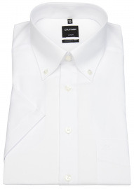 OLYMP Kurzarmhemd - Luxor Modern Fit - Button-Down-Kragen - weiß