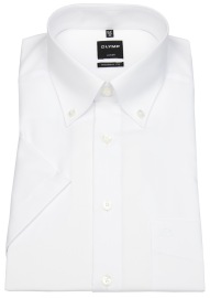 OLYMP Kurzarmhemd - Luxor Modern Fit - Button-Down-Kragen - weiß - ohne OVP