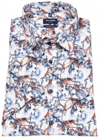 OLYMP Kurzarmhemd - Luxor Modern Fit - Print - blau / rot
