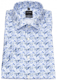 OLYMP Kurzarmhemd - Luxor Modern Fit - Print - hellblau / dunkelblau