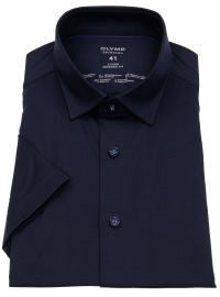 OLYMP Kurzarmhemd - Modern Fit - 24/7 Flex Jersey - dunkelblau