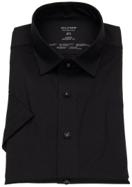 OLYMP Kurzarmhemd - Modern Fit - 24/7 Flex Jersey - schwarz
