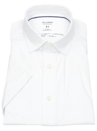 OLYMP Short Sleeve Shirt - Modern Fit - 24/7 Flex Jersey - White - w/o OP