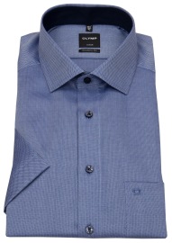 OLYMP Kurzarmhemd - Modern Fit - Faux Uni - dunkelblau / weiß - ohne OVP